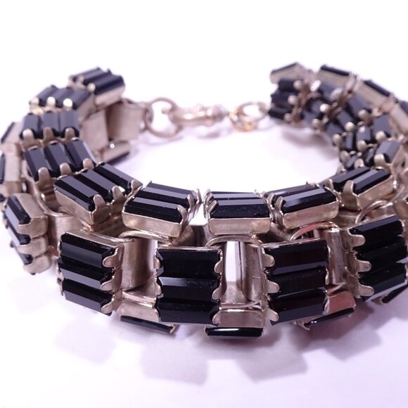 Neiman Marcus Lee Angel Women's Onyx Black Crystal Box Link Bracelet NWT 250 - Picture 10 of 16